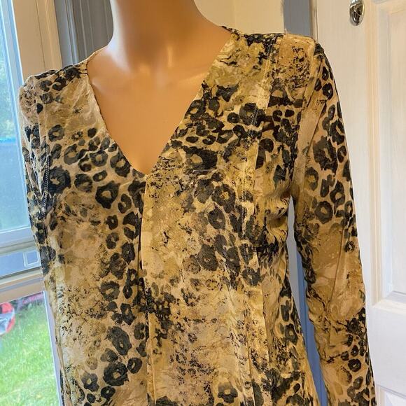 Skye's The Limit Top Women S Green Black Animal Print Mesh Layered Boho Beach - Picture 5 of 9